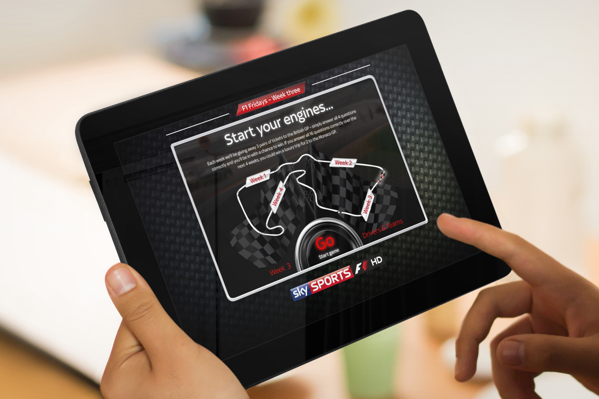Sky F1 Game on a tablet