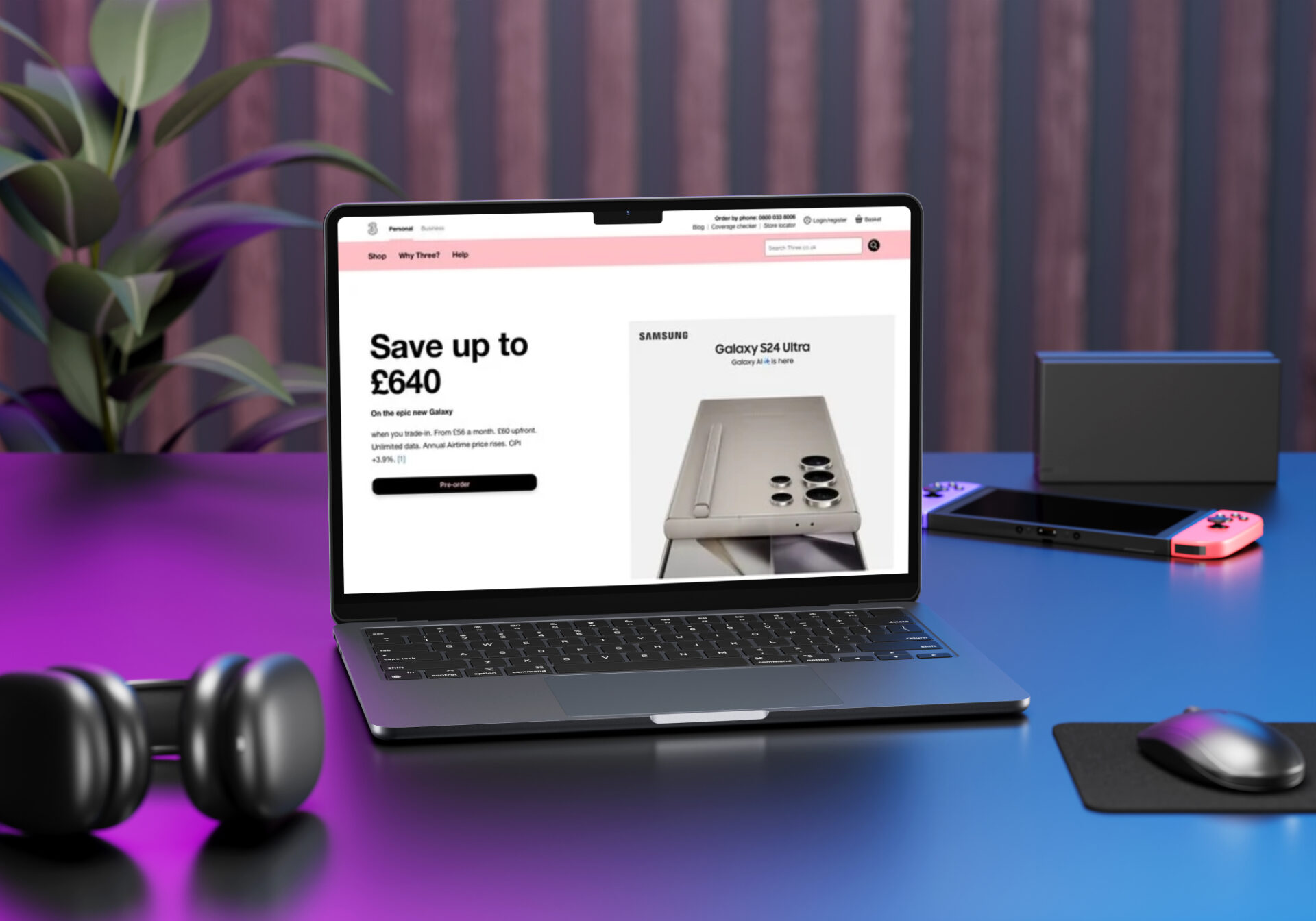 Samsung Homepage takeover mock up design on a laptop